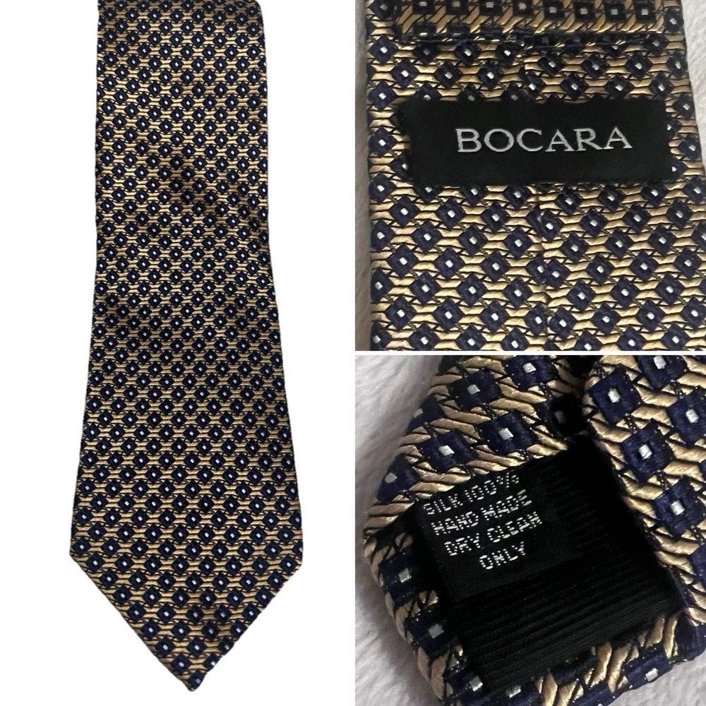 Bocara Hand Made 100 % Silk Tie Geometric Squares XL 63"(t5)